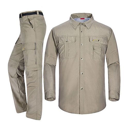 

Men's Hiking Shirt with Pants Convertible Pants / Zip Off Pants Long Sleeve Outdoor Quick Dry Fast Dry Breathability Multi Pocket Convert to Short Sleeves Clothing Suit Spring Summer Polester