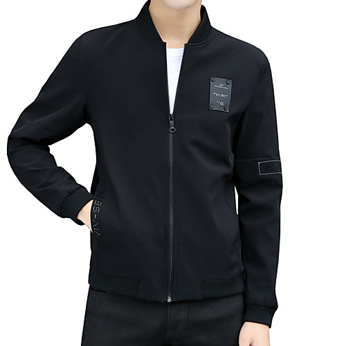 

Men's Basic Jackets Solid Colored Print Streetwear Fall Jacket Regular Daily Long Sleeve Polyester Coat Tops Black / Boho / Punk & Gothic