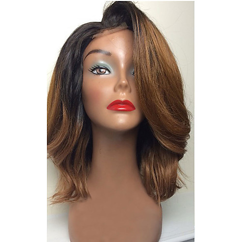 

Human Hair Glueless Lace Front Lace Front Wig With Bangs Beyonce style Brazilian Hair Body Wave Ombre Wig 130% Density 8-26 inch with Baby Hair Ombre Hair Natural Hairline African American Wig 100