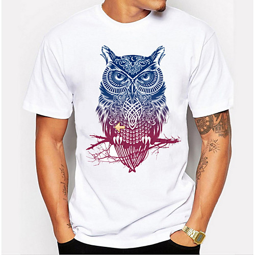 

Men's T shirt Solid Colored Animal Short Sleeve Daily Tops Active White