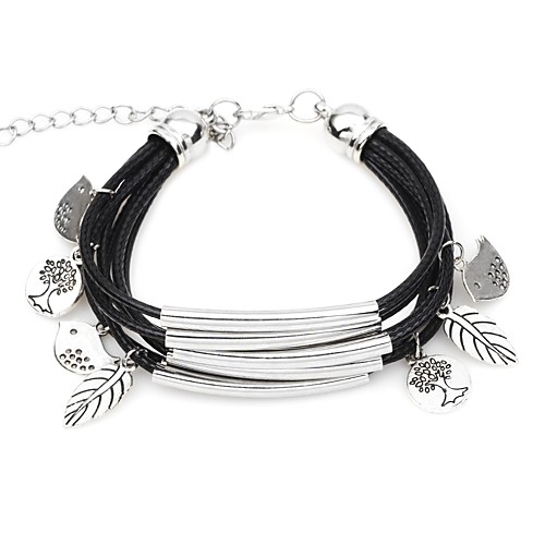 

Women's Charm Bracelet Cuff Bracelet Stacking Stackable Bird Tree of Life life Tree Ladies Bohemian Boho Cord Bracelet Jewelry Beige / Brown / Light Blue For Gift Birthday