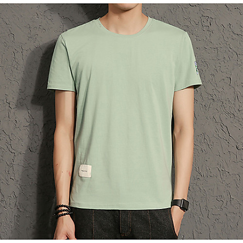 

Men's T shirt Solid Colored Short Sleeve Daily Tops Cotton White Black Light Green
