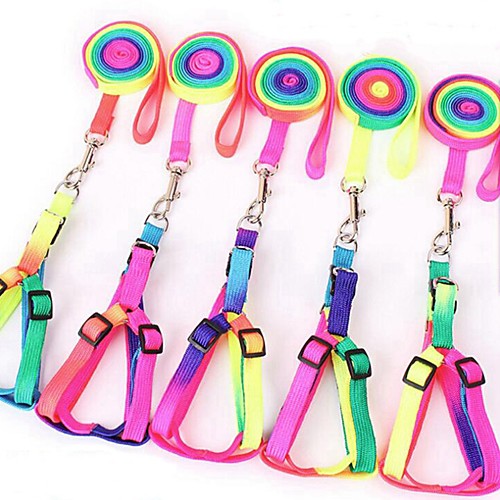 

Dog Rabbits Cat Harness Necklace Hands Free Leash Portable Walking Cute and Cuddly Shock / Vibration Anti Lost Rainbow Nylon Husky Alaskan Malamute Golden Retriever Dalmatian Corgi Beagle Rainbow