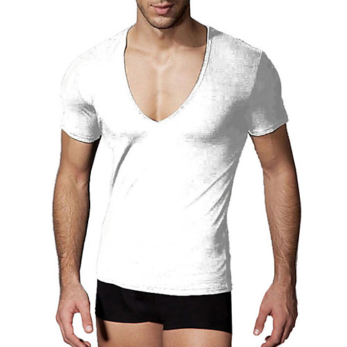 

Men's Solid Colored T-shirt - Cotton Daily V Neck White / Black / Gray / Short Sleeve