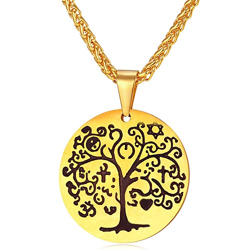 

Men's Pendant Necklace Rope Foxtail chain Engraved Tree of Life life Tree Fashion Stainless Steel Gold Silver 55 cm Necklace Jewelry 1pc For Gift Daily