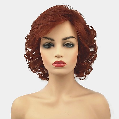 

Synthetic Wig Curly Layered Haircut Wig Short Red Synthetic Hair Women's Synthetic Red StrongBeauty