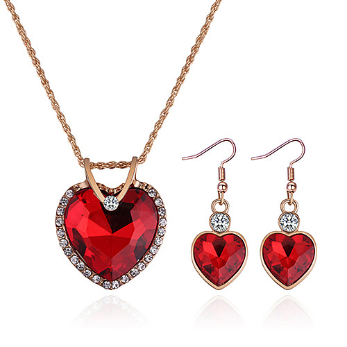 

Women's Necklace Earrings Stylish Heart Ladies European Fashion Elegant Rhinestone Earrings Jewelry Red For Daily Evening Party