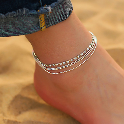 

Ankle Bracelet feet jewelry Ladies Simple Korean Women's Body Jewelry For Daily Going out Layered Stacking Stackable Cubic Zirconia Silver-Plated Alloy Drop Cheap Silver 1pc