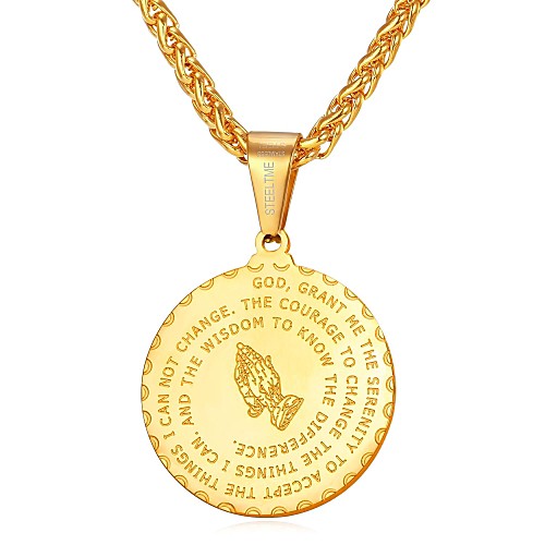 

Men's Pendant Necklace Vintage Style franco chain Creative Classic Inspirational faith Hip Hop Stainless Steel Black Gold Silver Blue Hands Golden Hands 55 cm Necklace Jewelry 1pc For Gift Daily