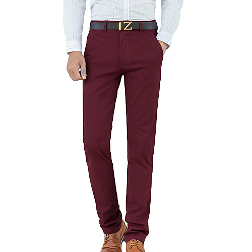 

Men's Simple Basic Slim Party Daily Work Dress Pants Chinos Pants Solid Colored Full Length Black Wine Army Green