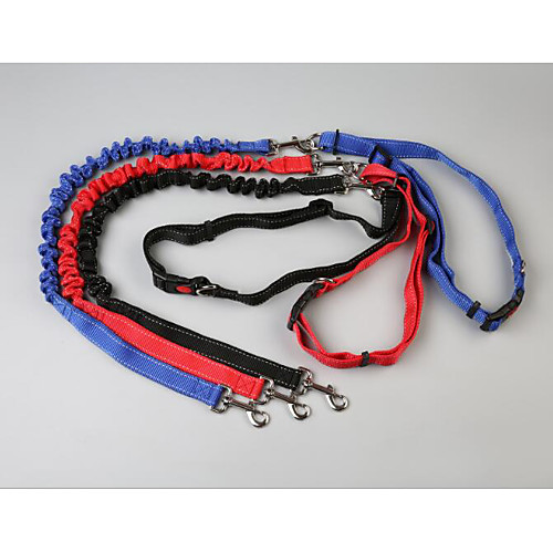

Dog Leash Hands Free Leash Portable Breathable Adjustable Flexible Folding Hiking Walking Solid Colored Nylon Red Blue