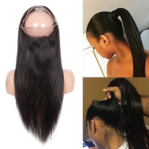 

Guanyuwigs Brazilian Hair 360 Frontal Straight Swiss Lace Remy Human Hair Women's Silky / Women / New Arrival Party / Dailywear / Daily Wear / Natural Hairline / Natural Hairline