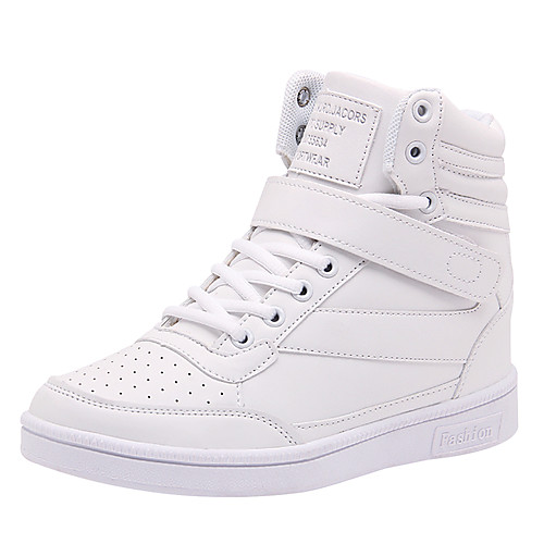 

Women's Sneakers Wedge Heel Round Toe Basic Casual Daily Outdoor PU Solid Colored Color Block White Black Peach / Booties / Ankle Boots