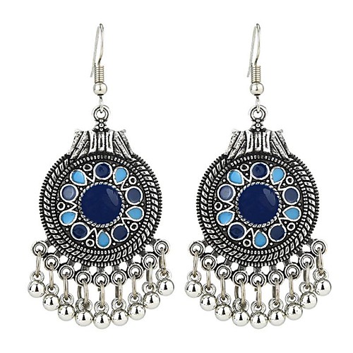 

Women's Synthetic Tanzanite Drop Earrings Long Ladies Asian Vintage Ethnic Fashion Earrings Jewelry Black / Rainbow / Blue For Party Going out 1 Pair