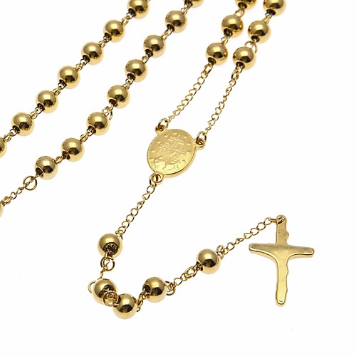 

Men's Pendant Necklace Y Necklace Stylish Beads Rosary Chain Cross Faith Crucifix Stylish European Trendy Steel Stainless Gold 75 cm Necklace Jewelry 1pc For Street Club