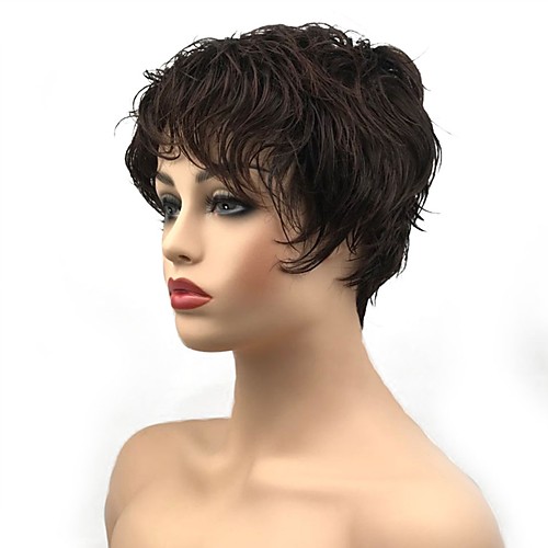 

Synthetic Wig Curly Pixie Cut Wig Short Dark Brown / Dark Auburn Synthetic Hair Women's Synthetic Dark Brown StrongBeauty