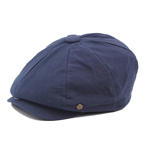 

Men's Vintage Work Cotton Polyester Beret Hat-Solid Colored Fall Winter Orange Navy Blue Gray