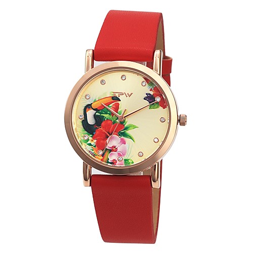 

Women's Dress Watch Japanese Japanese Quartz Quilted PU Leather White / Red / Pink 30 m Water Resistant / Waterproof Cute Creative Analog Ladies Elegant - Purple Red Pink One Year Battery Life