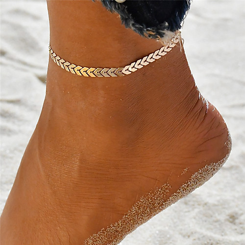 

Anklet Ankle Bracelet Ladies Unique Design Bohemian Women's Body Jewelry For Holiday Going out Yoga Alloy Wave Gold Silver 1pc