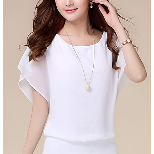 

Women's Solid Colored Blouse Daily White / Black / Blue / Lavender