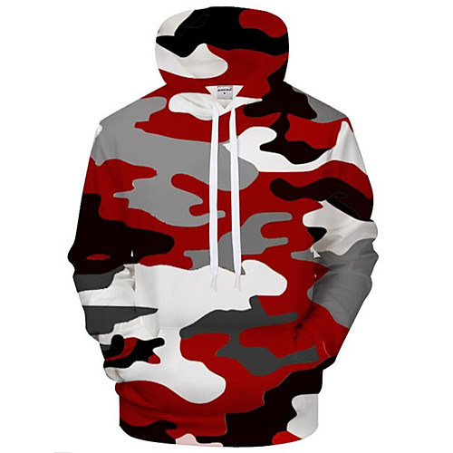 

Men's Plus Size Hoodie 3D Cartoon Print Hooded Daily Going out Active Exaggerated Hoodies Sweatshirts Long Sleeve Loose Blue Red Army Green / Fall / Winter