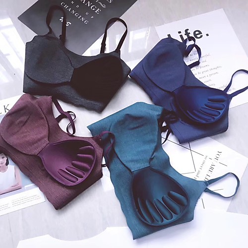 

Women's Sports Bra Top Padded Bra Running Bra Nylon Zumba 3D Pad Yoga Seamless Black Burgundy Light Grey Green Blue / Stretchy