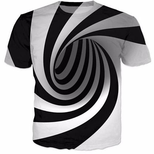 

Men's T shirt 3D Print Short Sleeve Daily Tops Cotton Black