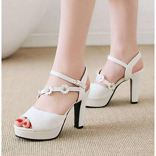 

Women's Sandals Chunky Heel Comfort Daily PU White Black Pink / EU39