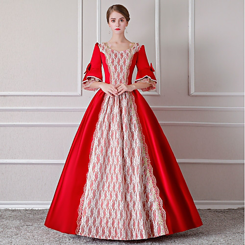 

Maria Antonietta Rococo Renaissance 18th Century Vacation Dress Dress Outfits Party Costume Masquerade Women's Costume Red / White Vintage Cosplay Party Prom 3/4 Length Sleeve Floor Length Long Length