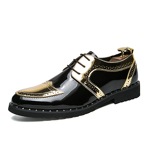 

Men's Comfort Shoes Patent Leather / Synthetics Fall & Winter British Oxfords Color Block Black / Gold / Silver / EU40