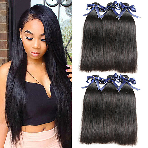 

6 Bundles Brazilian Hair Straight Human Hair 300 g Natural Color Hair Weaves / Hair Bulk Extension 8-28 inch Natural Human Hair Weaves Best Quality New Arrival 100% Virgin Human Hair Extensions / 8A