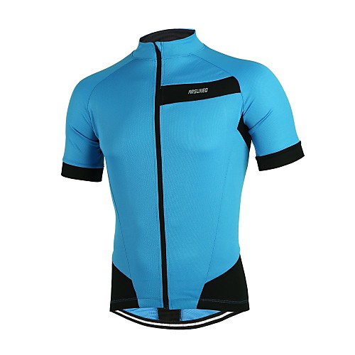 

Arsuxeo Men's Short Sleeve Cycling Jersey Polyester Red Green Blue Bike Jersey Top Mountain Bike MTB Road Bike Cycling Breathable Reflective Strips Back Pocket Sports Clothing Apparel / Micro-elastic
