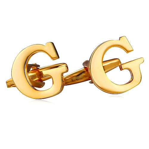 

Cufflinks Alphabet Shape Metallic Formal Brooch Jewelry Silver Golden For Gift Daily