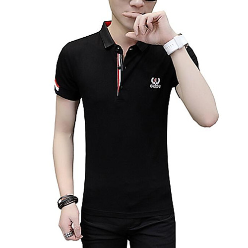 

Men's T shirt Geometric Short Sleeve Daily Tops White Black Red