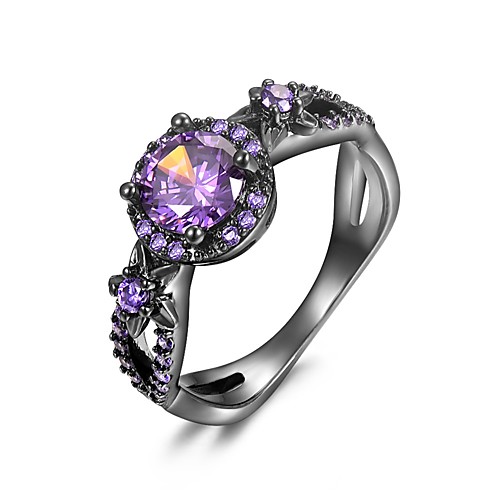 

Women Statement Ring Cubic Zirconia Hollow Purple Copper Gold Plated Ladies Unique Design Aristocrat Lolita 1pc 6 7 8 9 / Women's / Synthetic Opal / Promise Ring / Amethyst
