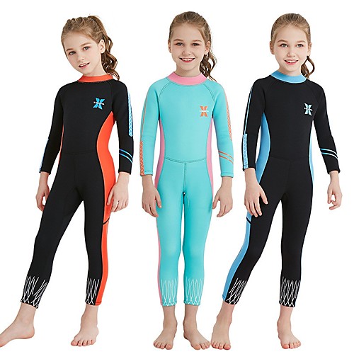 

Dive&Sail Girls' Full Wetsuit 2.5mm SCR Neoprene Diving Suit Thermal / Warm Stretchy Long Sleeve Back Zip - Diving Water Sports Patchwork Autumn / Fall Summer