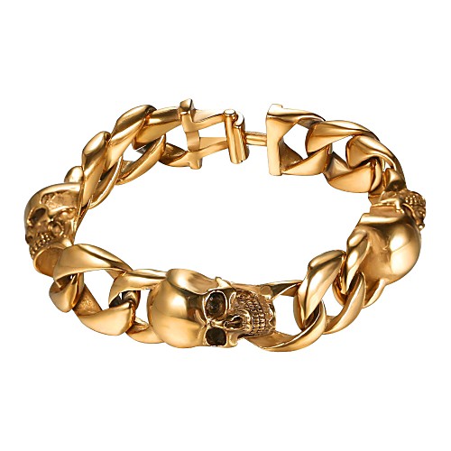 

Men's Bracelet Link / Chain Skull Fashion Stainless Steel Bracelet Jewelry Black / Gold / Silver For Gift Street