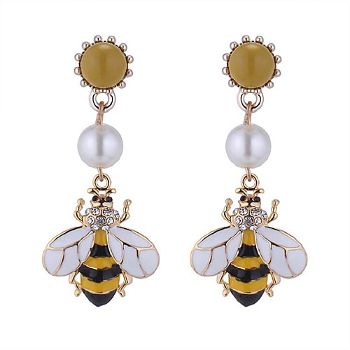 

Women's Drop Earrings Long Bee Ladies Vintage Ethnic Fashion Imitation Pearl Rhinestone Earrings Jewelry Yellow For Party Going out 1 Pair