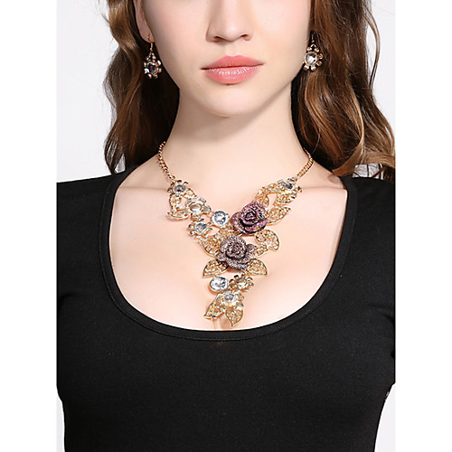 

Jewelry Set Flower Flower Statement Ladies Luxury Fashion Vintage Party Imitation Diamond Earrings Jewelry Rainbow For Party Special Occasion Anniversary Birthday Gift