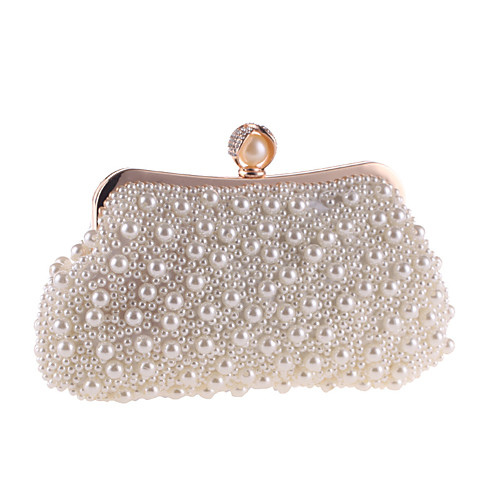 

Women's Bags Polyester Evening Bag Pearls Chain Solid Color Party Wedding Event / Party Evening Bag Wedding Bags Handbags Beige