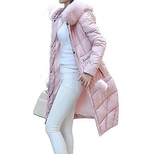 

Women's Coat Solid Colored Winter Coat Long Daily Long Sleeve Polyester Coat Tops Blushing Pink