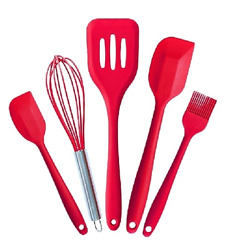 

5pcs Silicone Cooking Utensils Sets With Spatula Egg Whisk Non Stick