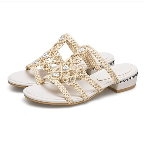 

Women's Sandals Boho / Beach Low Heel Microfiber Comfort Summer Almond / Beige