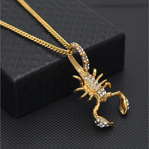 

Men's Cubic Zirconia Pendant Necklace Chain Necklace Cuban Link Scorpion Statement European Hip-Hop Hip Hop Rhinestone Steel Stainless Gold 60 cm Necklace Jewelry 1pc For Street Bar