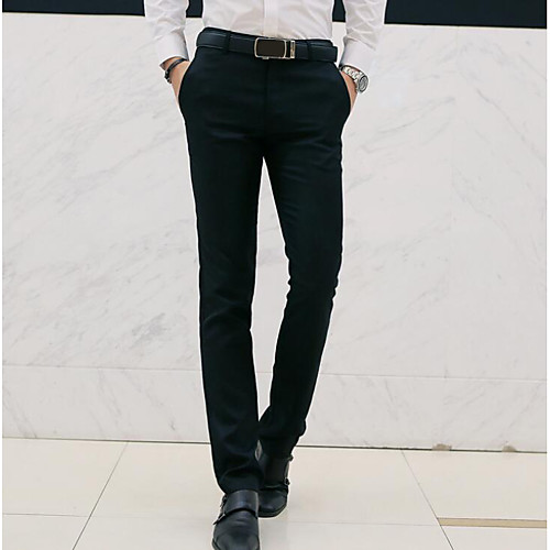 

Men's Basic Plus Size Daily Work Slim Dress Pants Chinos Pants - Solid Colored Wine White Black M / L / XL