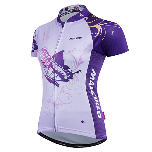 

Malciklo Women's Cycling Jersey Coolmax Polyester Purple Butterfly Plus Size Bike Jersey Top Clothing Suit Mountain Bike MTB Road Bike Cycling Sports Clothing Apparel / Quick Dry / Anatomic Design
