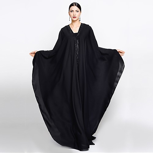 

Women's Solid Colored Oversized Streetwear Fall & Winter Abaya Long Holiday Long Sleeve Polyester Coat Tops Black