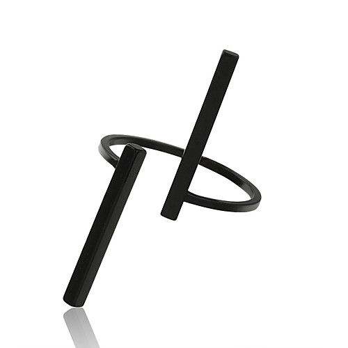 

Women's Ring 1pc Black Silver Alloy Geometric Ladies Unusual Simple Daily Street Jewelry Long Letter