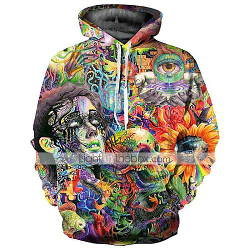 

Men's Hoodie 3D Cartoon Skull Halloween Basic Casual Hoodies Sweatshirts Green