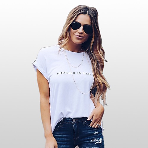 

Women's T shirt Letter Short Sleeve Daily Tops Streetwear White